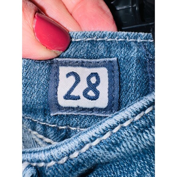 Miss Me Boot Cut Jeans 28 Blue Denim Embellished Pockets Cowgirl Western Hippie - Picture 4 of 13